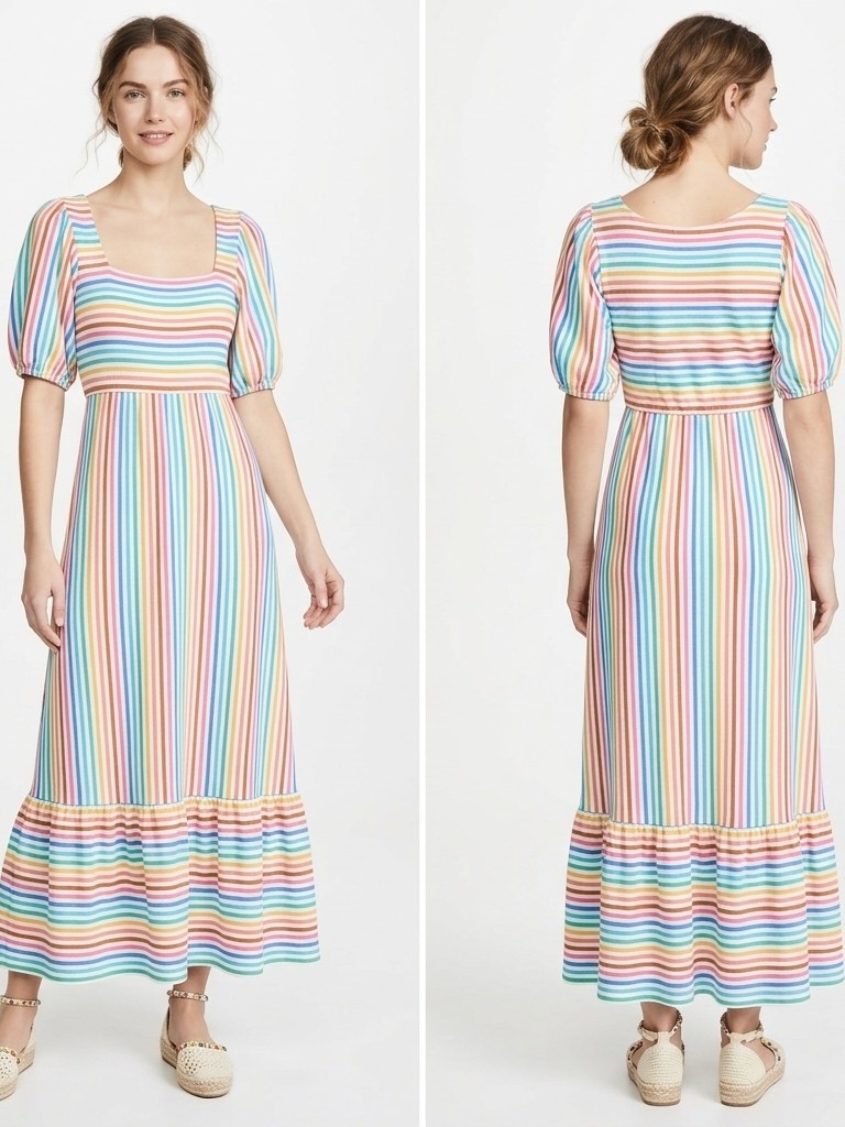 Smith & Quinn Pastel Rainbow Maxi Dress Small Nwt